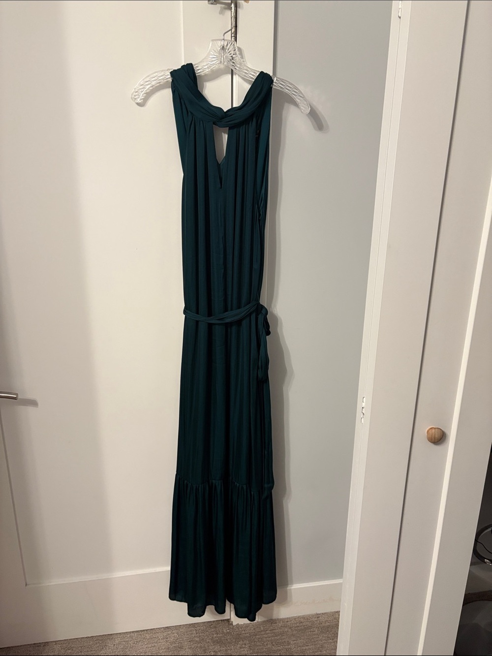 Banana Republic Teal Halter Maxi Dress with Waist Tie